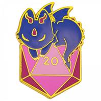 QUEST'S REWARD FINE ART PIN - DRAGON WITH D20