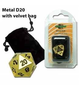 BLACKFIRE DICE - D20 METAL WITH VELVET BAG - GOLD